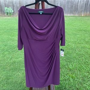 Ralph Lauren Eggplant Draping Dress Sz 16W